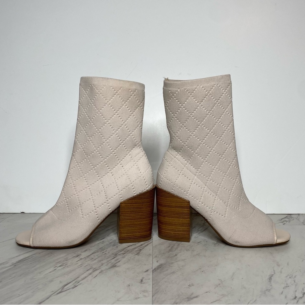 New! Kelsi Dagger Macey Knit Peep Toe Cream Sock Bootie 7 1/2 - Picture 7 of 15